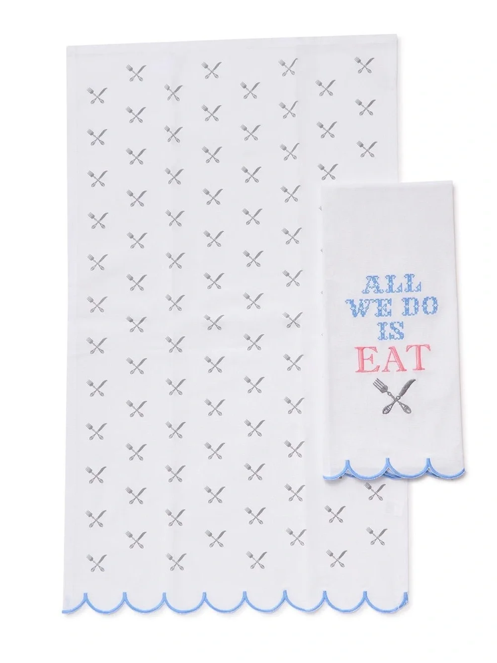 NWT Pair of Cotton Embroidered Humorous Kitchen Towels